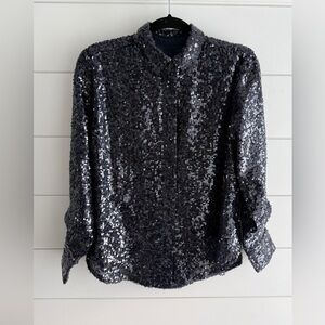 J. Crew Navy Sequin Blouse, Size 6